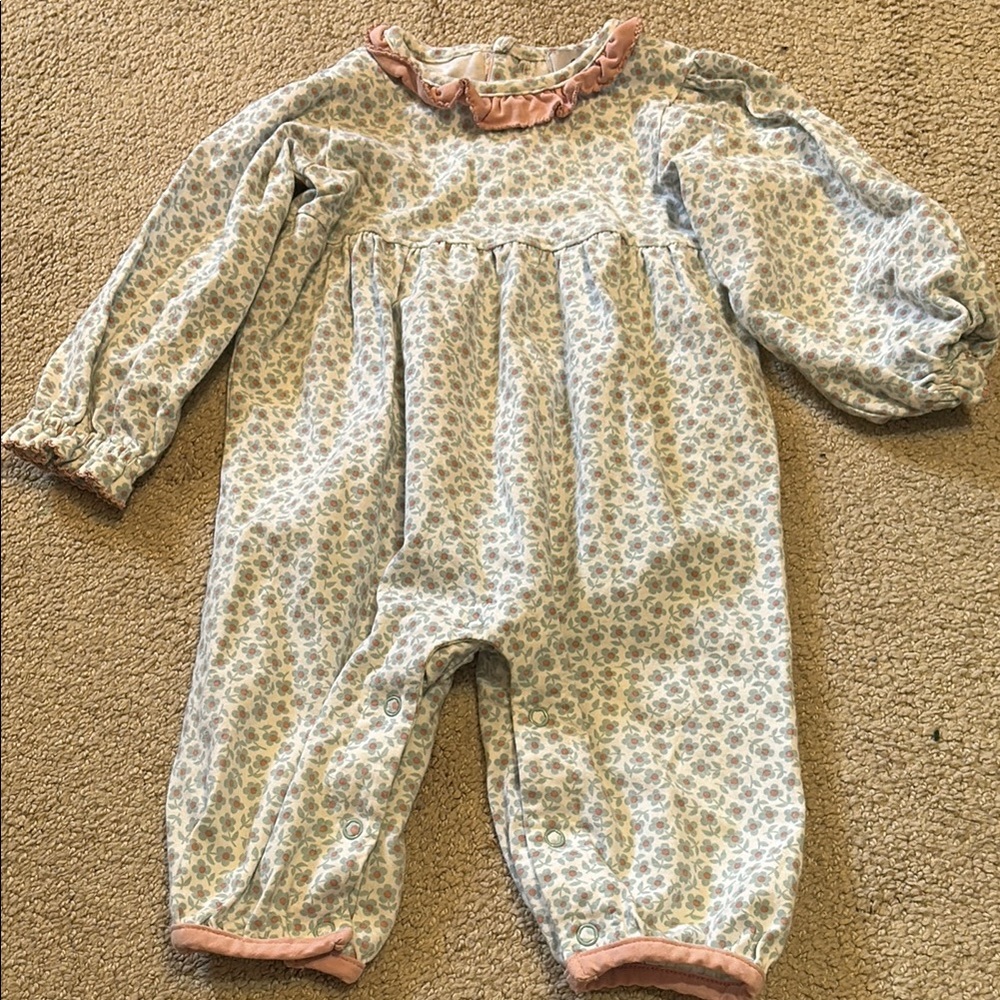 Floral Baby Romper with Pink Accents